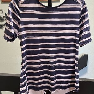 Columbia Navy and Pink Striped Top #064